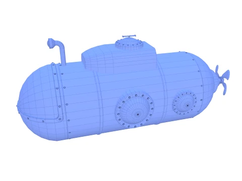 Cartoon Submarine V1 3D Model