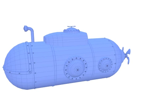Cartoon Submarine V2 3D Model
