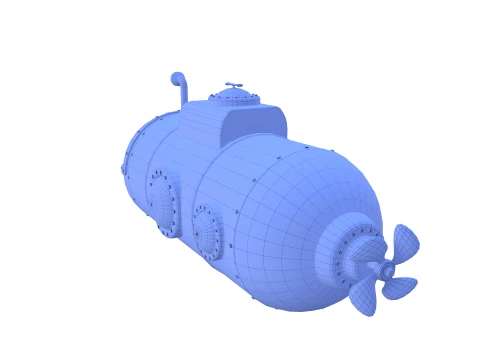 Cartoon Submarine V2 3D Model