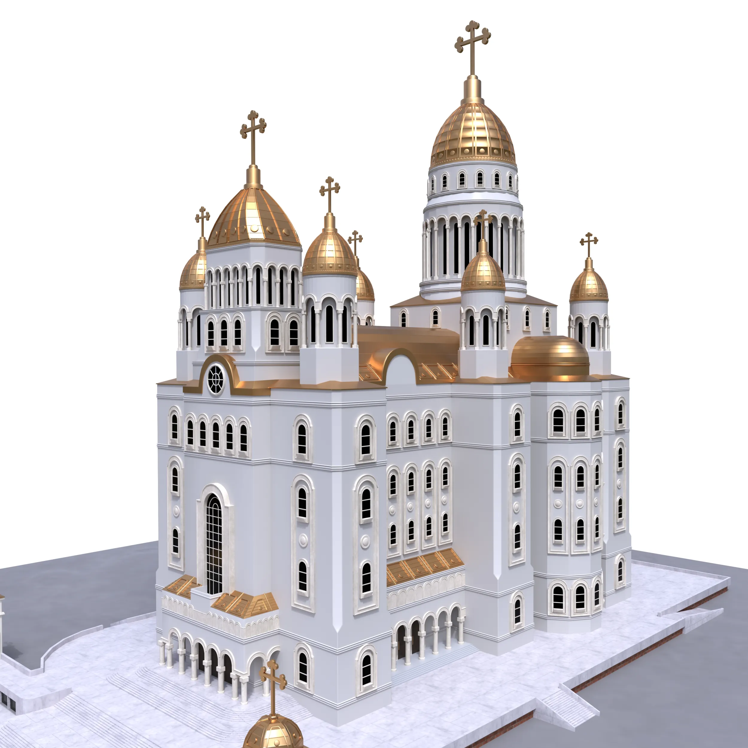 Orthodox Cathedral 3D Model .c4d .max .obj .3ds .fbx .stl .blend 