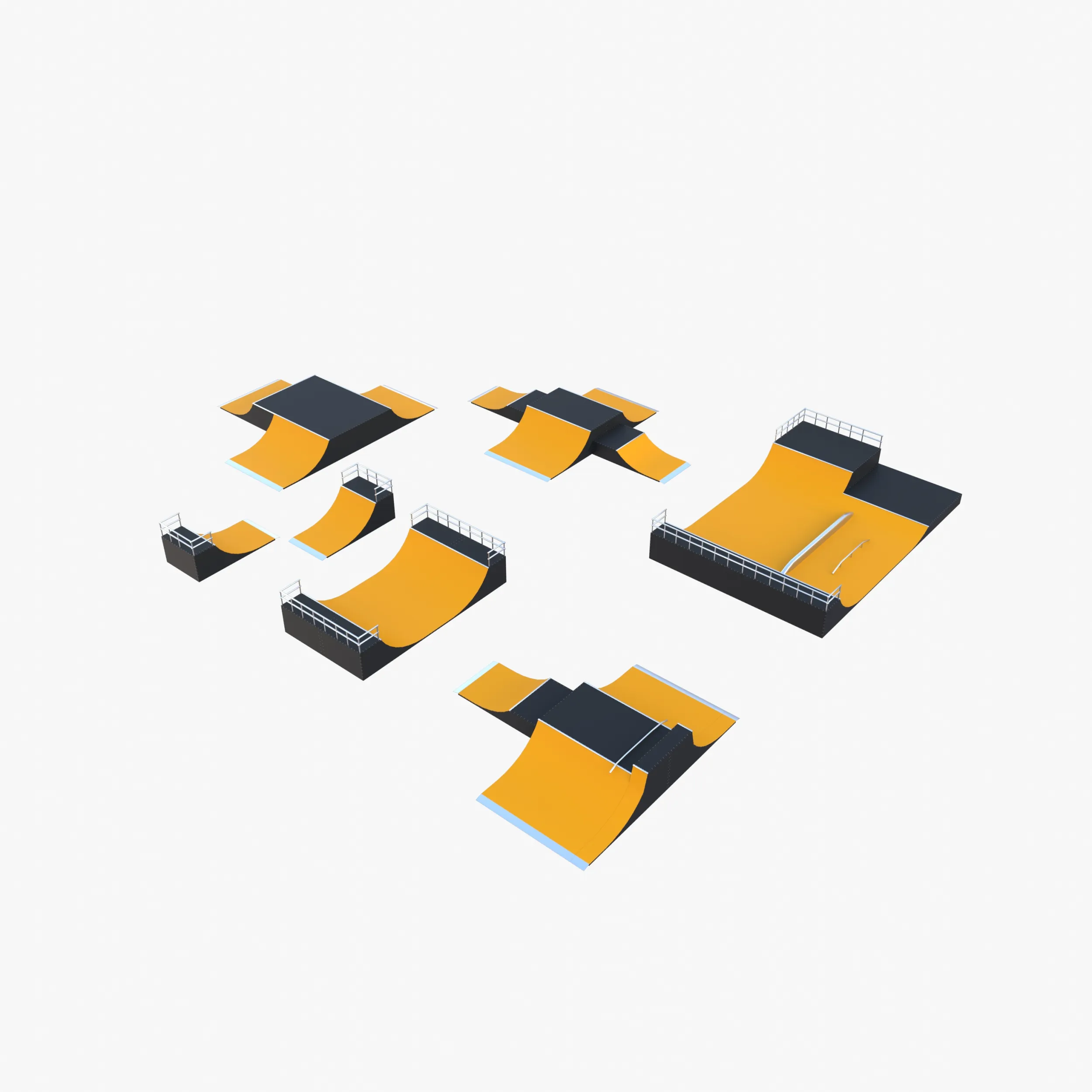 Skate ramp V1 3D Model .c4d .max .obj .3ds .fbx .stl .blend 