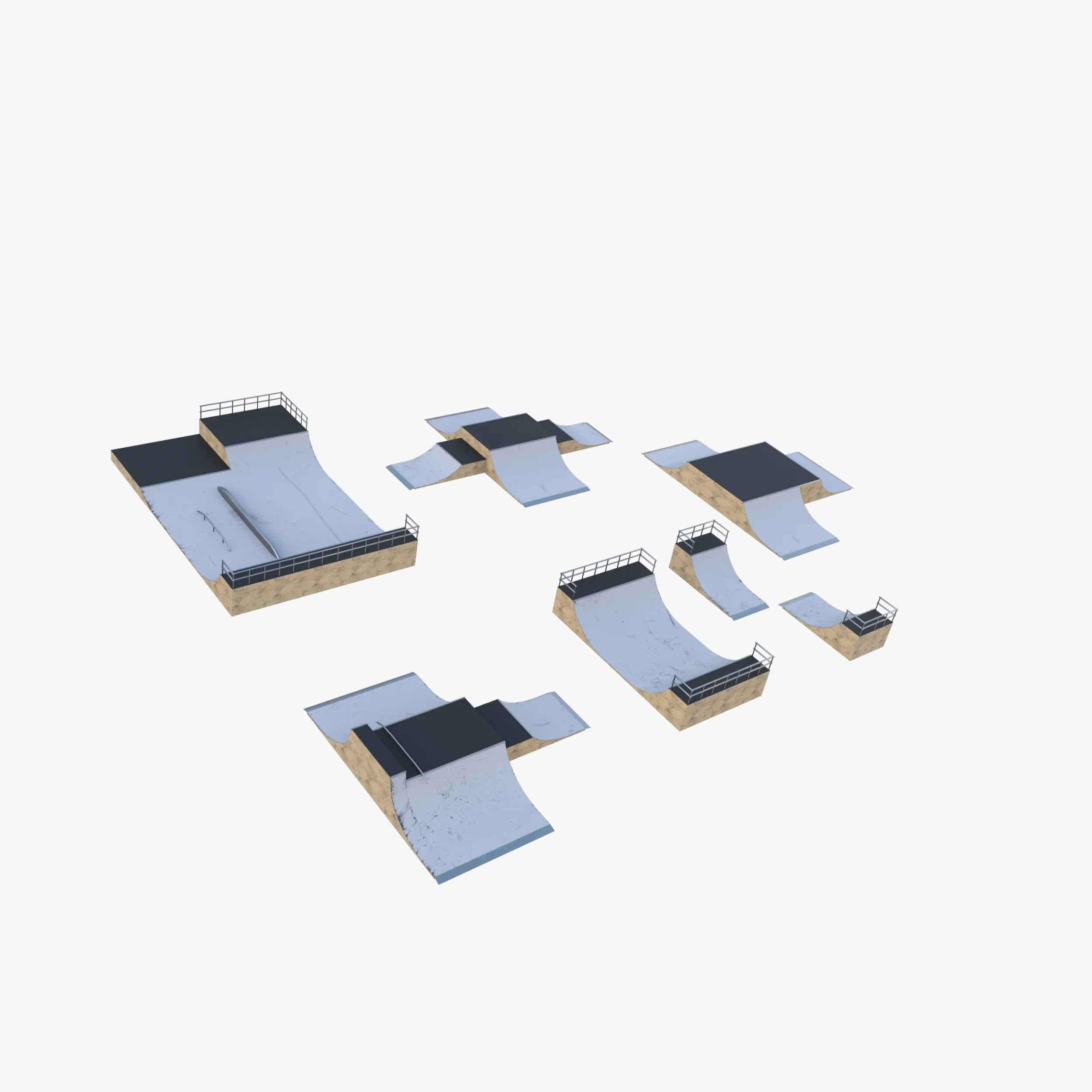 Skate ramp V3 3D Model .c4d .max .obj .3ds .fbx .stl .blend 