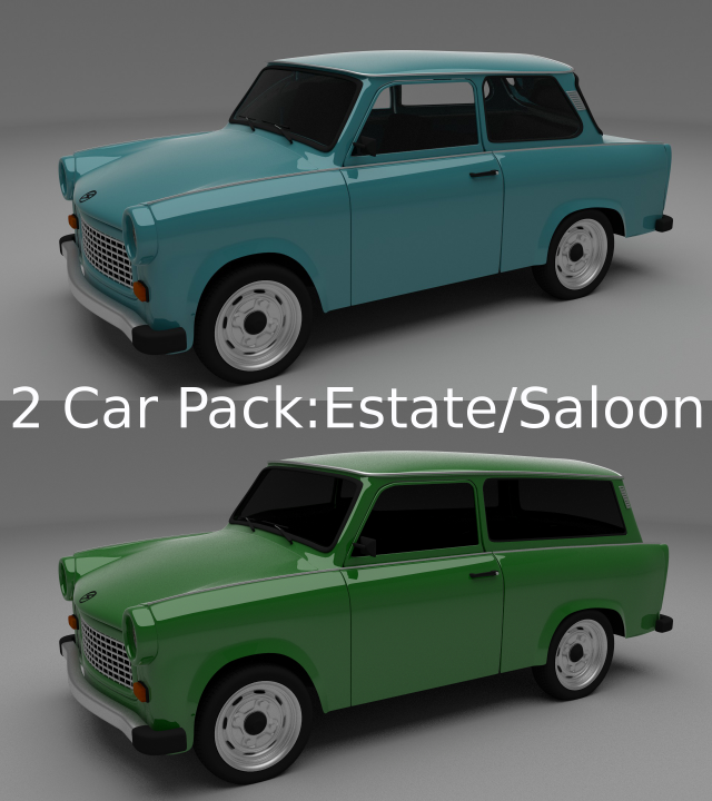trabant 601 sedanestate pack 3D Model .c4d .max .obj .3ds .fbx .stl .blend 