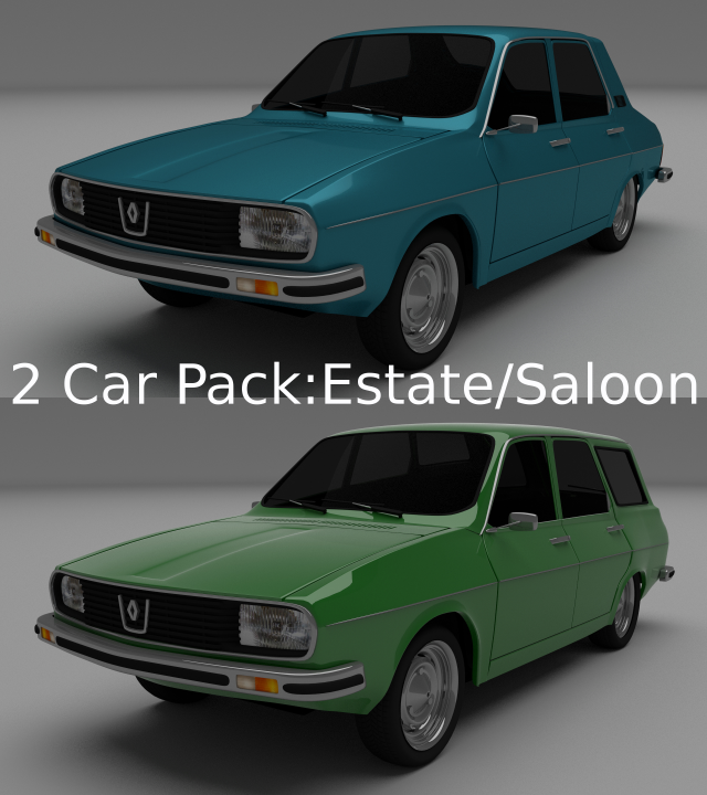 renault 12dacia 1300 sedanestate pack 3D Модель .c4d .max .obj .3ds .fbx .stl .blend 