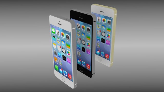 iphone 5s silvergraygold 3D Model .c4d .max .obj .3ds .fbx .stl .blend 