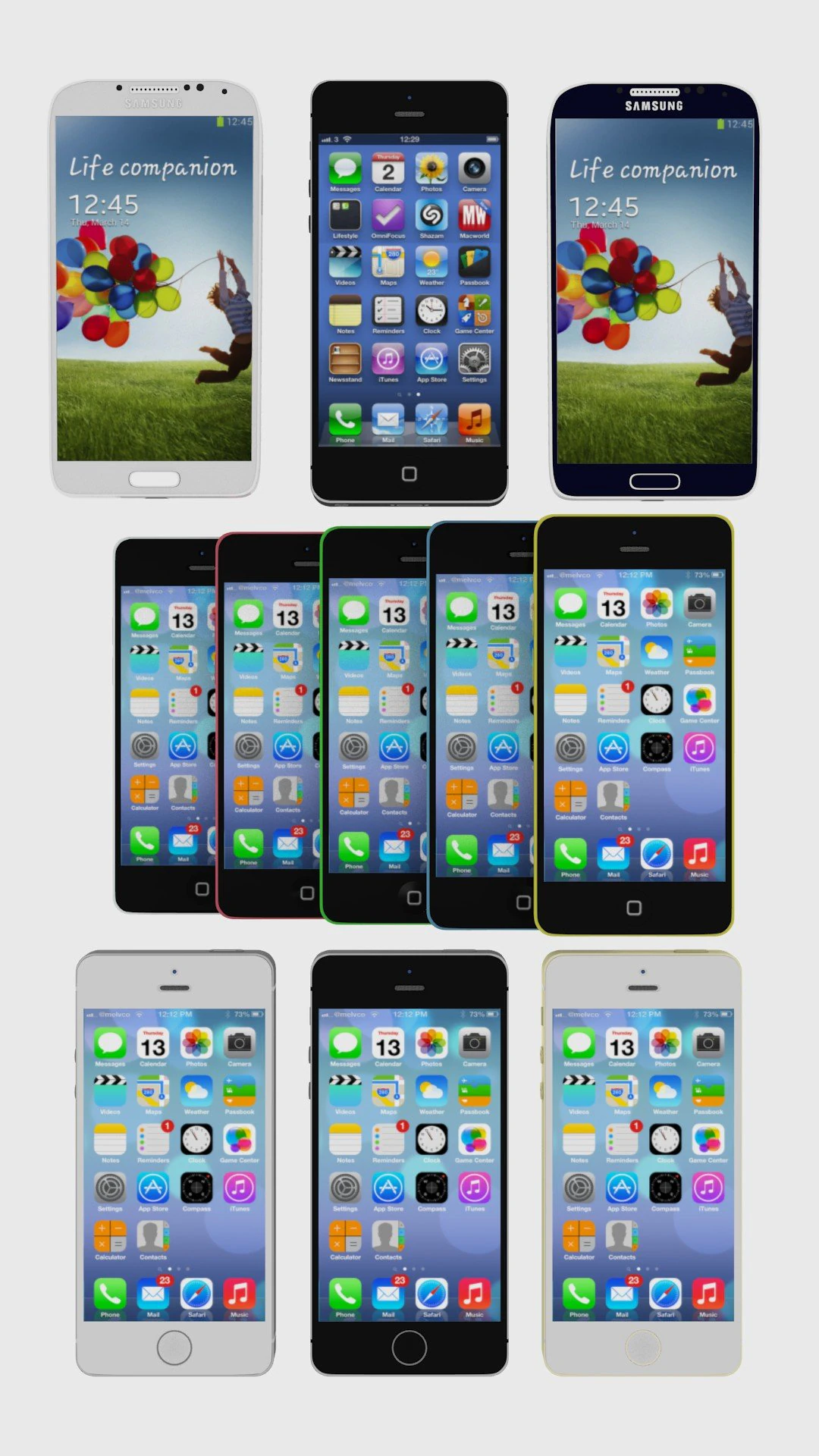 modern phone collection 3D Model .c4d .max .obj .3ds .fbx .stl .blend 