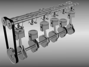 анимированный двигатель l6 3D Модель