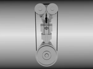 animated l6 engine 3D Model