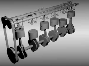 animated l6 engine 3D Model