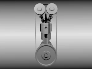 animated l6 engine 3D Model