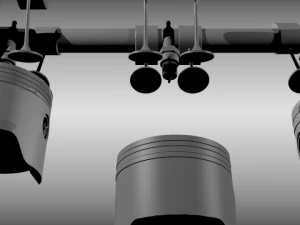 animated l6 engine 3D Model