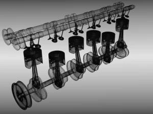 animated l6 engine 3D Model