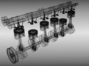 animated l6 engine 3D Model