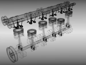 animated l6 engine 3D Model