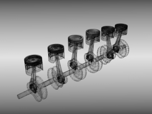 animated six cylinder engine Model 3D