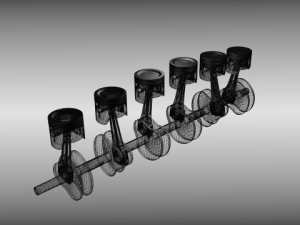 animated six cylinder engine Model 3D
