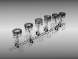 animated six cylinder engine Model 3D