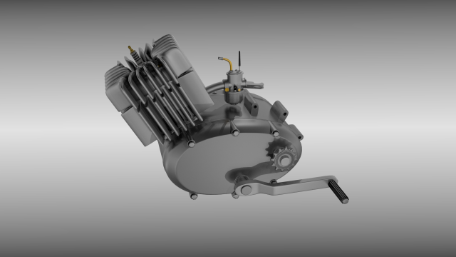 moped engine 3D Model .c4d .max .obj .3ds .fbx .stl .blend 
