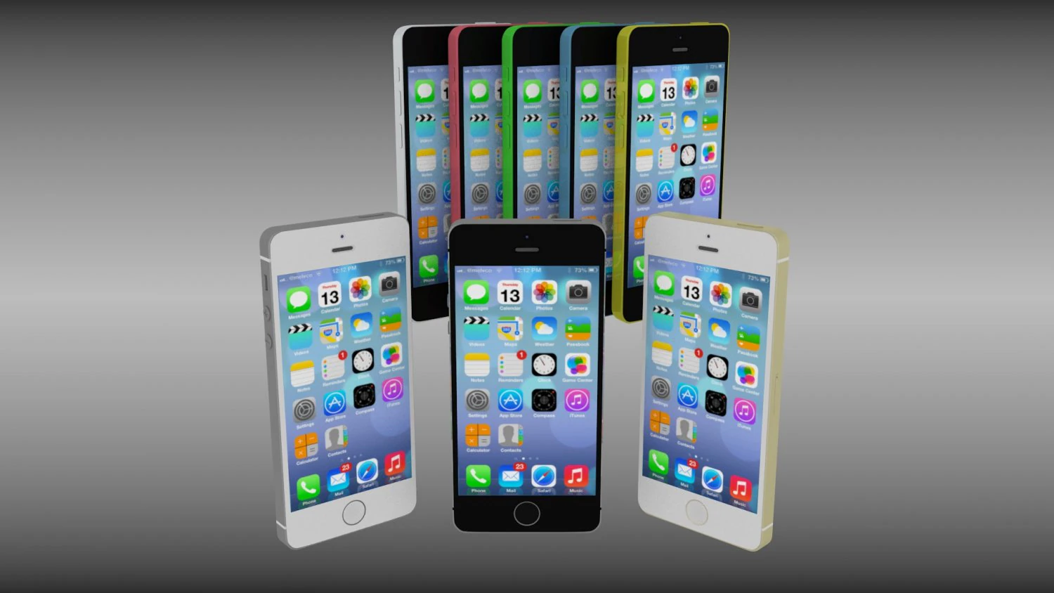 iphone 5s and 5c collection 3D Model .c4d .max .obj .3ds .fbx .stl .blend 