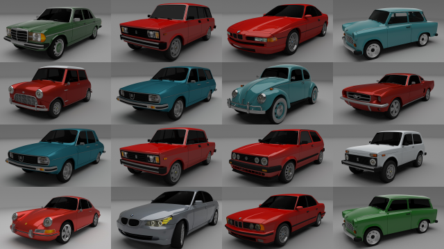16 car megapack 3D Модель .c4d .max .obj .3ds .fbx .stl .blend 