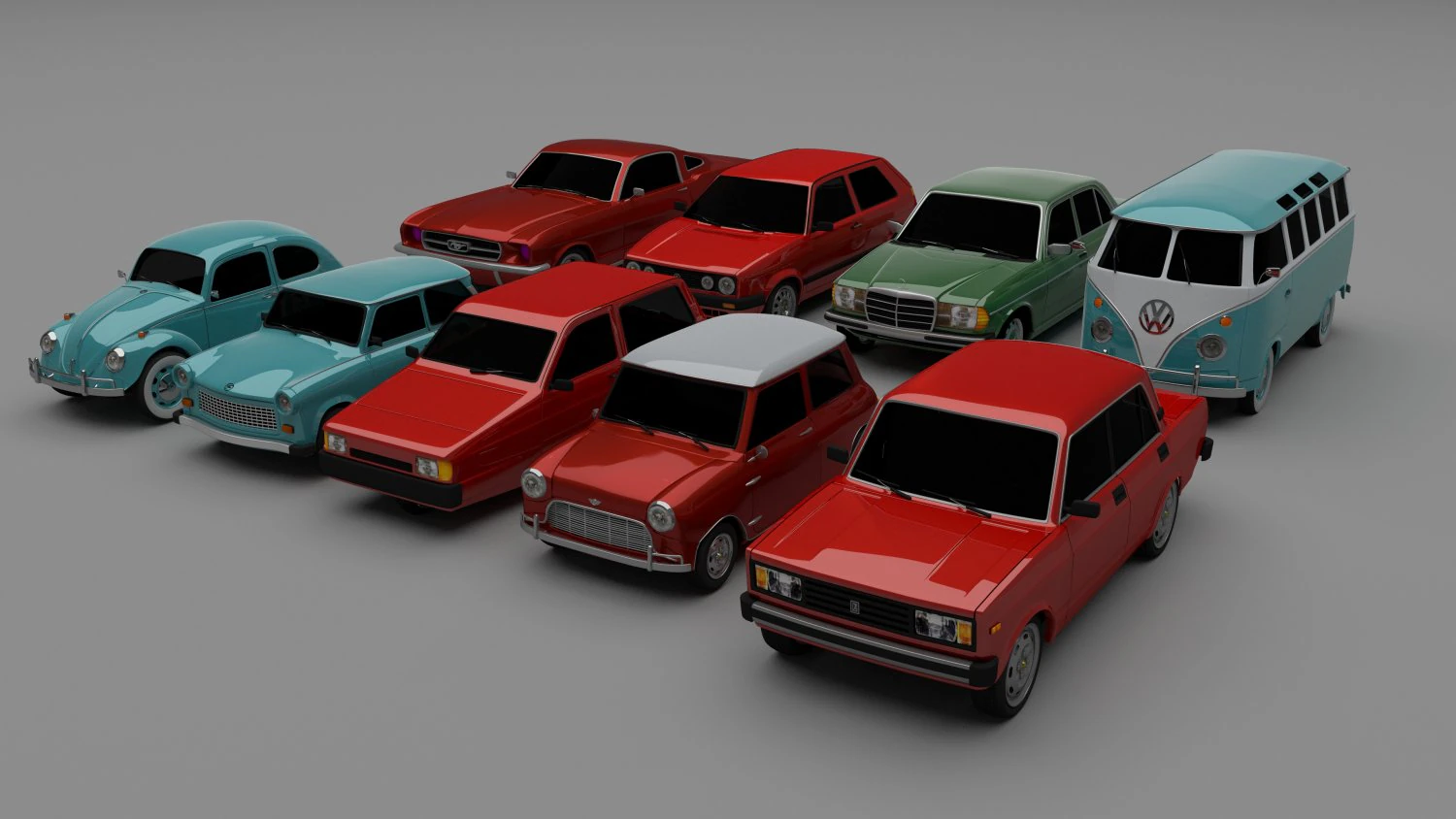 classic car collection 3D Model .c4d .max .obj .3ds .fbx .stl .blend 