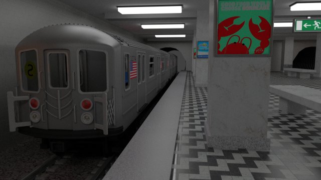 subway station with train included 3D Model .c4d .max .obj .3ds .fbx .stl .blend 