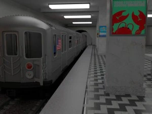 電車を含む地下鉄の駅 3Dモデル
