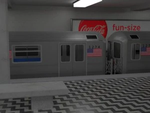 subway station with train included 3D Model