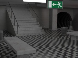 subway station with train included 3D Model