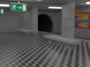 subway station with train included 3D Model