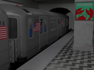 subway station with train included 3D Model