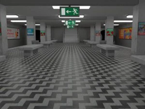 subway station with train included 3D Model