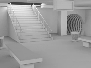 subway station with train included 3D Model