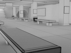 subway station with train included 3D Model
