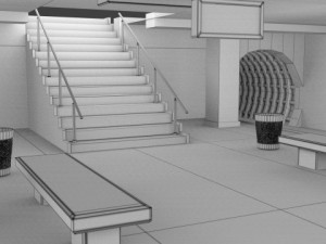 subway station with train included 3D Model