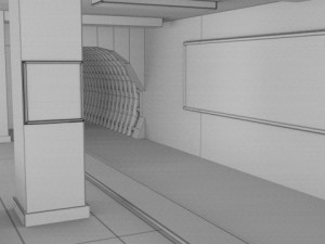 subway station with train included 3D Model