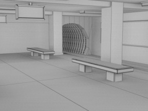 subway station with train included 3D Model