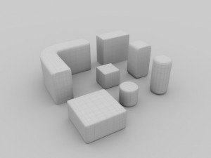 low poly hedge collection 3D Model