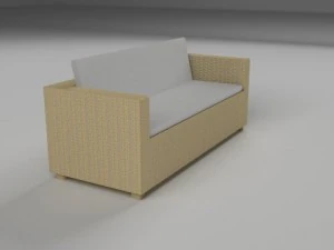 wicker couch 2 3D Model