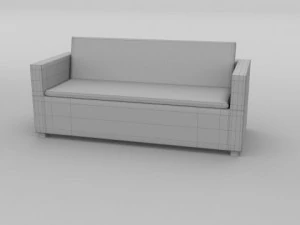 wicker couch 2 3D Model
