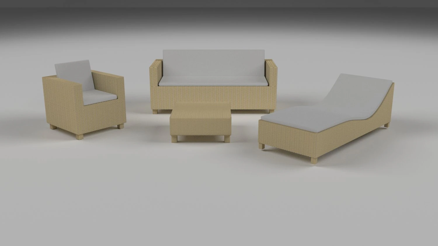 low poly wicker furniture pack 3D Model .c4d .max .obj .3ds .fbx .stl .blend 