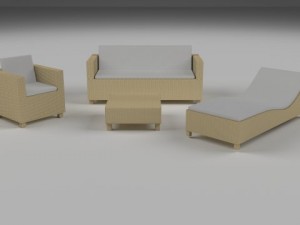 low poly wicker furniture pack 3D 모델