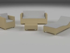 laag poly rieten meubelpakket 3D Model