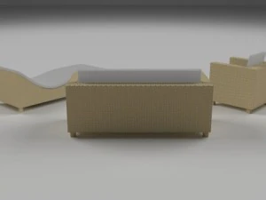 low poly wicker furniture pack 3D Model