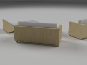 low poly wicker furniture pack 3D Model