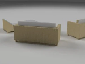 low poly wicker furniture pack 3D Model