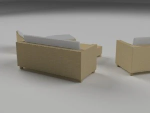low poly wicker furniture pack 3D Model