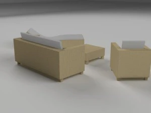 low poly wicker furniture pack 3D Model