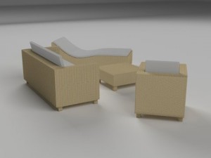 low poly wicker furniture pack 3D Model