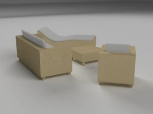 low poly wicker furniture pack 3D Model